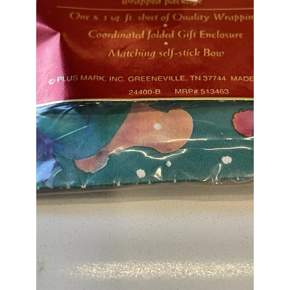 Vtg‎ Christmas Holiday Wrapping Paper Teddy Bear Green Tag 8.3 ft New NO BOW